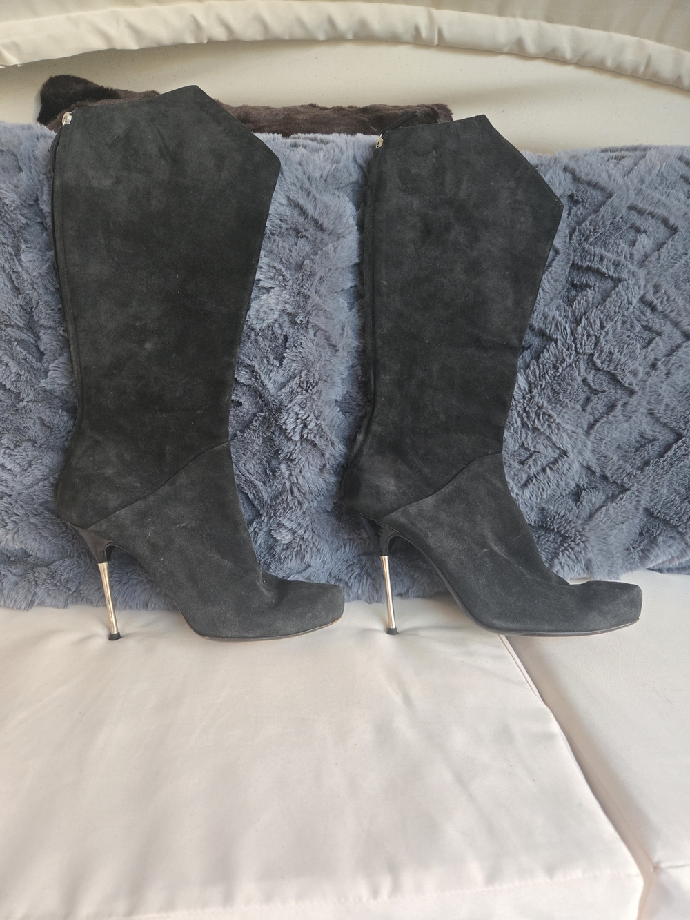 Giuseppe Zanotti Black Suede Knee-High Stiletto Boots